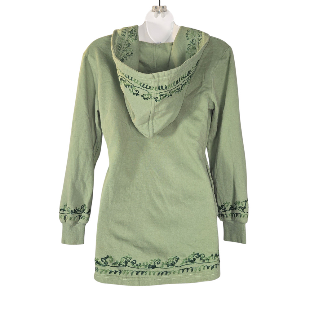 Blue Sky Clothing Co. Womens S Green‎ Embroidered Hooded Pullover Tunic Top Boho - Picture 5 of 11